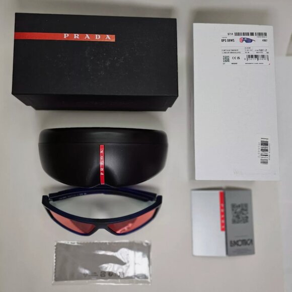 Prada Blue Mirror 67mm Mens Sunglasses Box - Picture 5 of 5